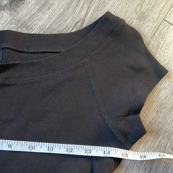 Philosophy, Black Ribbed Cotton dress with rounded neck and capped sleeves. - Picture 5 of 8